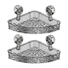 Étagère murale transparente sans perçage Blarkrus Pulunto, compatible avec les angles de salle de bain, support de douche à ventouses et