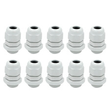 Eease 10pcs *1.5 Plastic Cable Gland with Locknut (White)