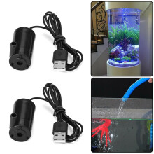 Lot de 2 mini pompes à eau submersibles USB silencieuses, débit 2-3 L/min, pour aquarium et fontaine, câble de 1 m.