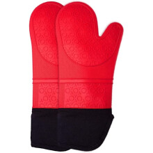Ofenhandschuhe, hitzebeständige Silikon-Ofenhandschuhe, extra lange, rutschfeste Ofenhandschuhe (Rot, 1 Paar)