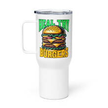 Reisebecher für Hamburger- und Fast-Food-Liebhaber mit Henkel, Gesunde Burger