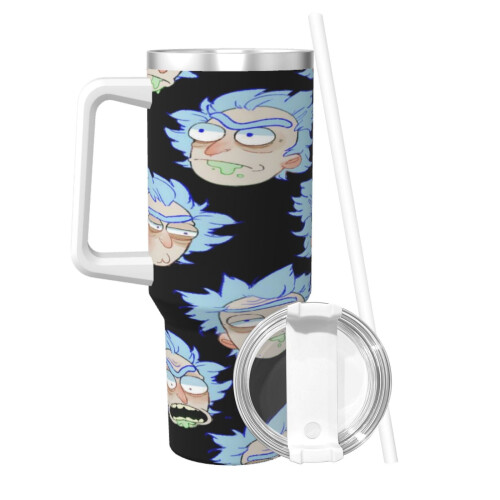 Rick And Morty Ποτήρι 40oz με λαβή και καπάκι από άχυρο, μονωμένο ποτήρι, μπουκάλι νερού 2