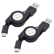 2x USB Type-C USB3.1Zatahovací kabel Nabíječka Nabíjecí kabel Type-C USB-C černý