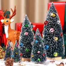Ayieyill5 stuks mini kunstkerstbomen met kleurrijke kralen - kleine flessenborstelboompjes voor kerstdecoratie binnenshuis