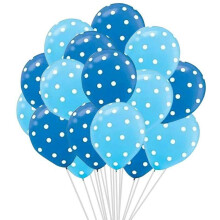 12-calowy, 50-krotny, błękitny, lateksowy balon w kropki, na bal maturalny, urodziny absolwenta