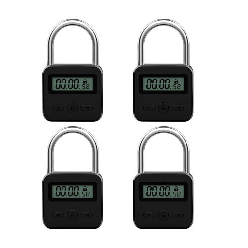 4X Μεταλλική κλειδαριά LCD Οθόνη πολλαπλών λειτουργιών Ηλεκτρονική ώρα 99 ωρών