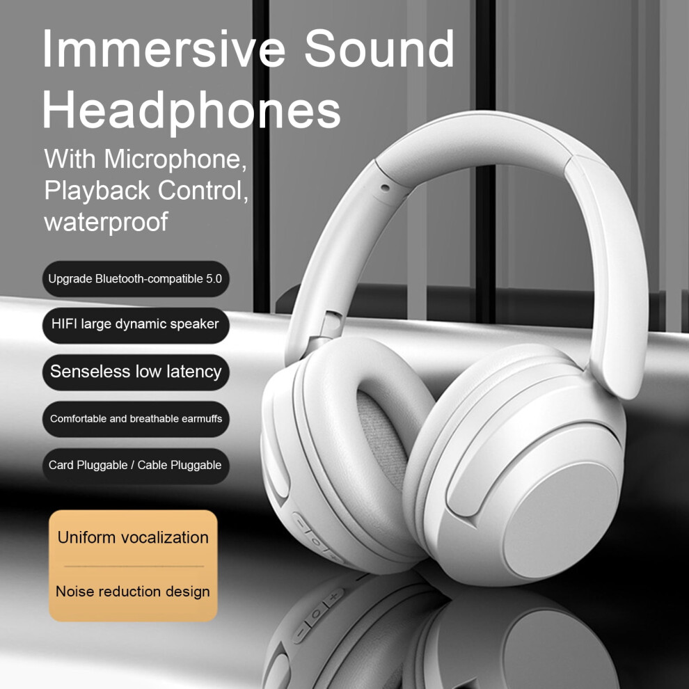 Susuchens Wireless Headphones Immersive Hifi Sound Bluetooth-Compatible 5.0 Noise Reduction Clear Audio Head-Mounted Wireless Earphones Black 9464372895878