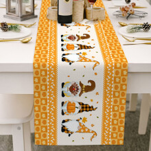 Runner da tavola in lino e iuta 13x70 pollici, decorazione per il Ringraziamento con zucche, stile rustico per le feste, matrimonio, festa, gnomo del