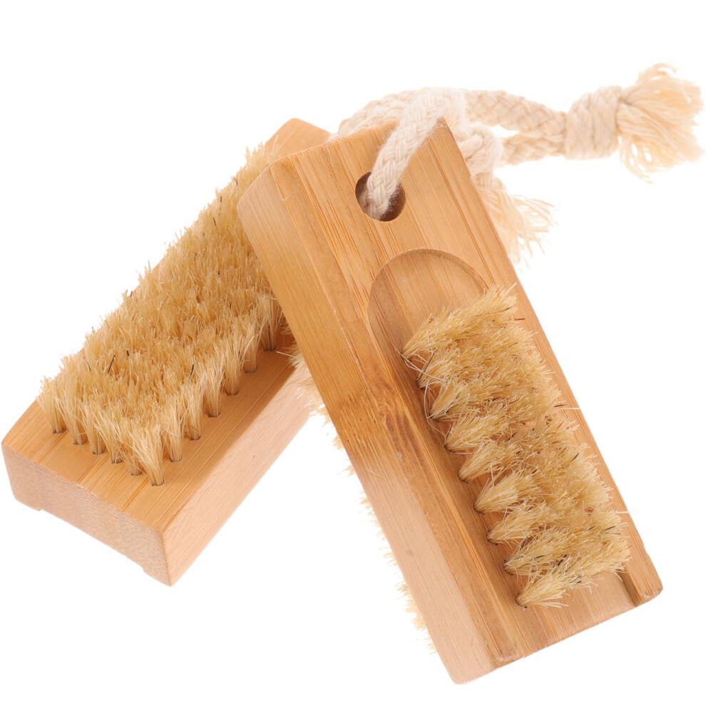DualSided Bamboo Nail Cleaning Brush with Ergonomic Handle for Manicure Pedicure Care