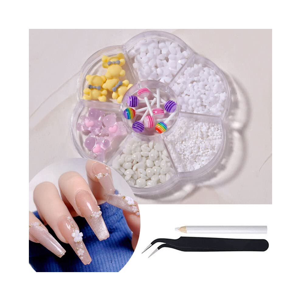 3D Nail Art Decorations Acrylic MultiShape Charms Set with Pen Tweezer for DIY Manicure