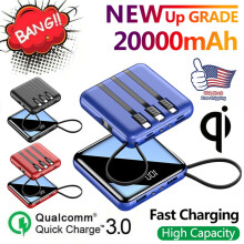 Cargador portátil, batería externa USB pequeña de 20000 mAh con carga rápida y portátil, batería externa con carga rápida y pantalla LED.