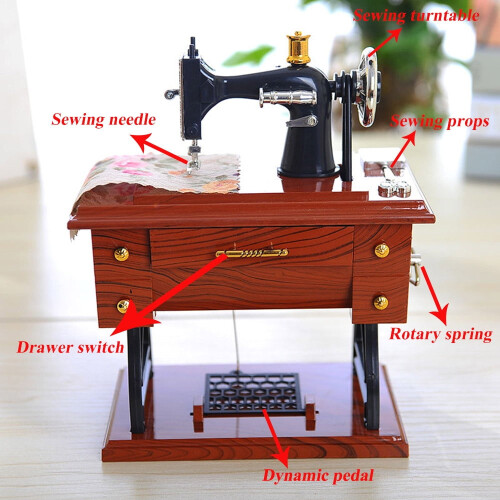 Floleo Clearance Vintage Music Box Μίνι Ραπτομηχανή Στυλ Μηχανική Διακόσμηση Δώρου Γενεθλίων 2