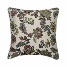 Fundas de almohada con cremallera, 16"x16", funda de cojín decorativa bordada de seda jacquard color marfil para sofá, estampado floral - Compatible