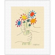Gravura de Pablo Picasso - O Buquê de Flores (Le Bouquet De Fleurs) c.1958 - Tela enrolada de 28x35 cm - Compatível com molduras padrão