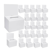 24 Pack Cardboard Ballot Box with Slot, Raffle Boxes 6x6Inch, Suggestion Boxes with Removable Slot, Donation Boxes