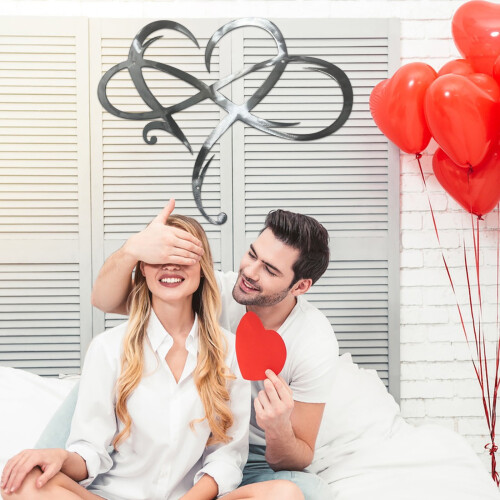 Μεταλλική διακόσμηση τοίχου Pompotops Infinity Heart 25*30CM, Ασημί - Διακόσμηση τοίχου από 2