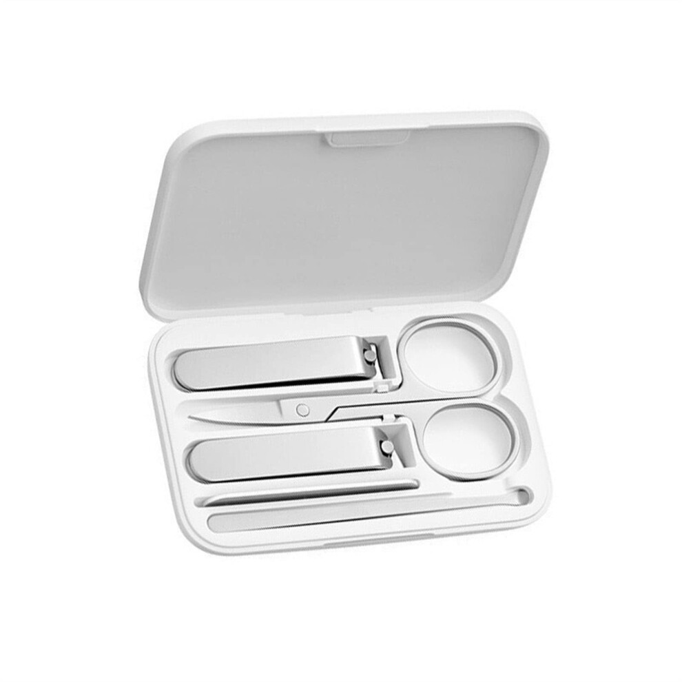 Manicure Pedicure Set Stainless Steel Nail Clippers Kit with Case for Travel Grooming 5Pcs