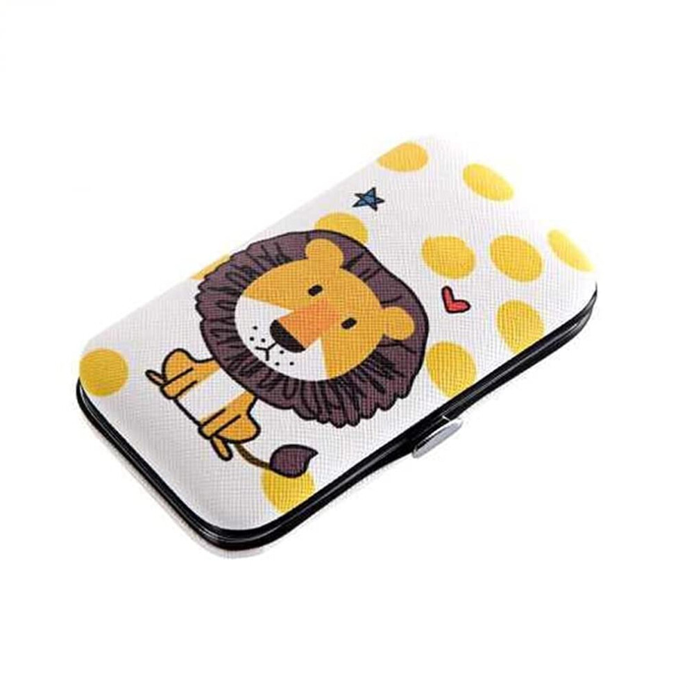 7pcs Stainless Steel Manicure Pedicure Set with Cartoon Design, Travel Nail Clippers Kit in PU Case