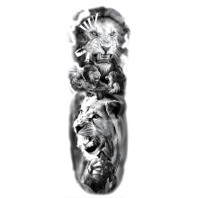 6 Sheets Waterproof Full Sleeve Temporary Arm Tattoos with 3D Animal Lion Rabbit Designs for Kids and Adults