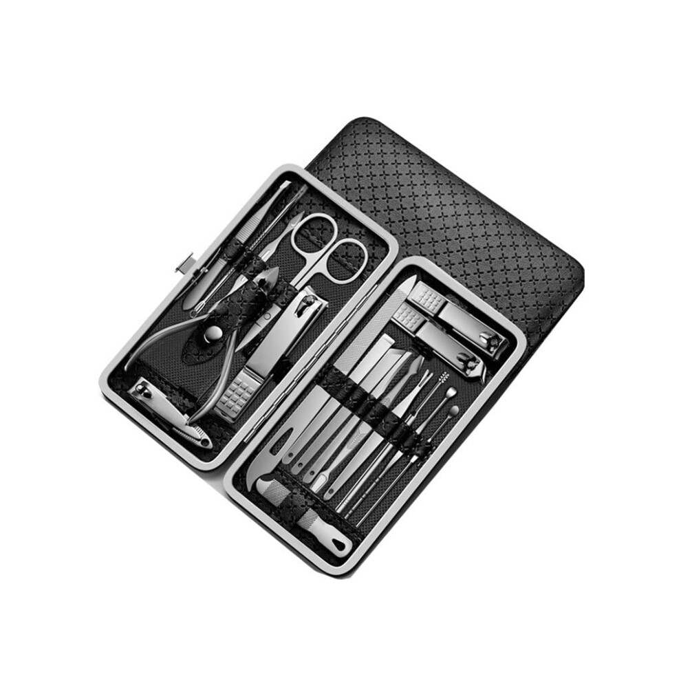 Professional 19Piece Manicure Set with Stainless Steel Nail Clippers Kit for Travel Grooming