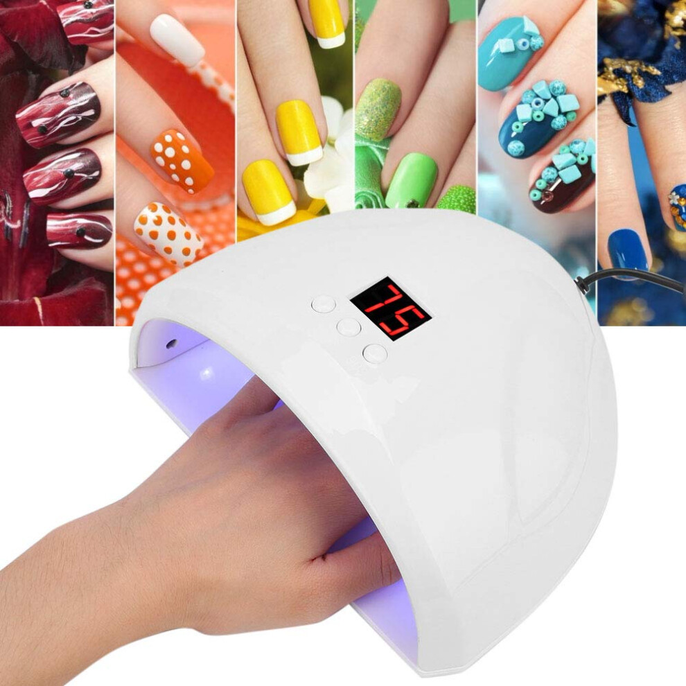 UV LED Nail Lamp with Smart Sensor for Fast Gel Curing, White Dryer for Home and Salon Use