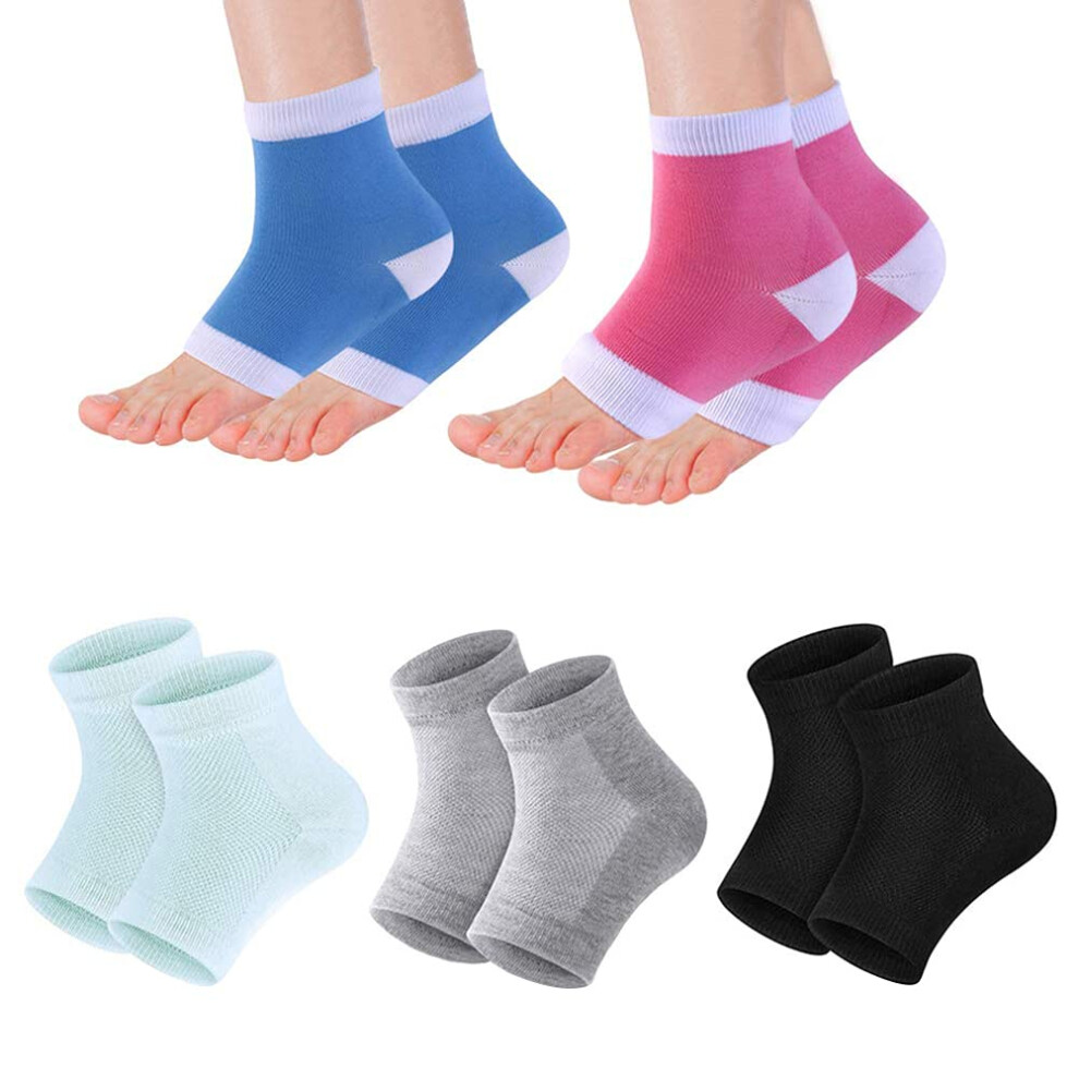 5 Pairs Moisturizing Gel Heel Socks for Cracked Heels with Cushion and Moisture Control