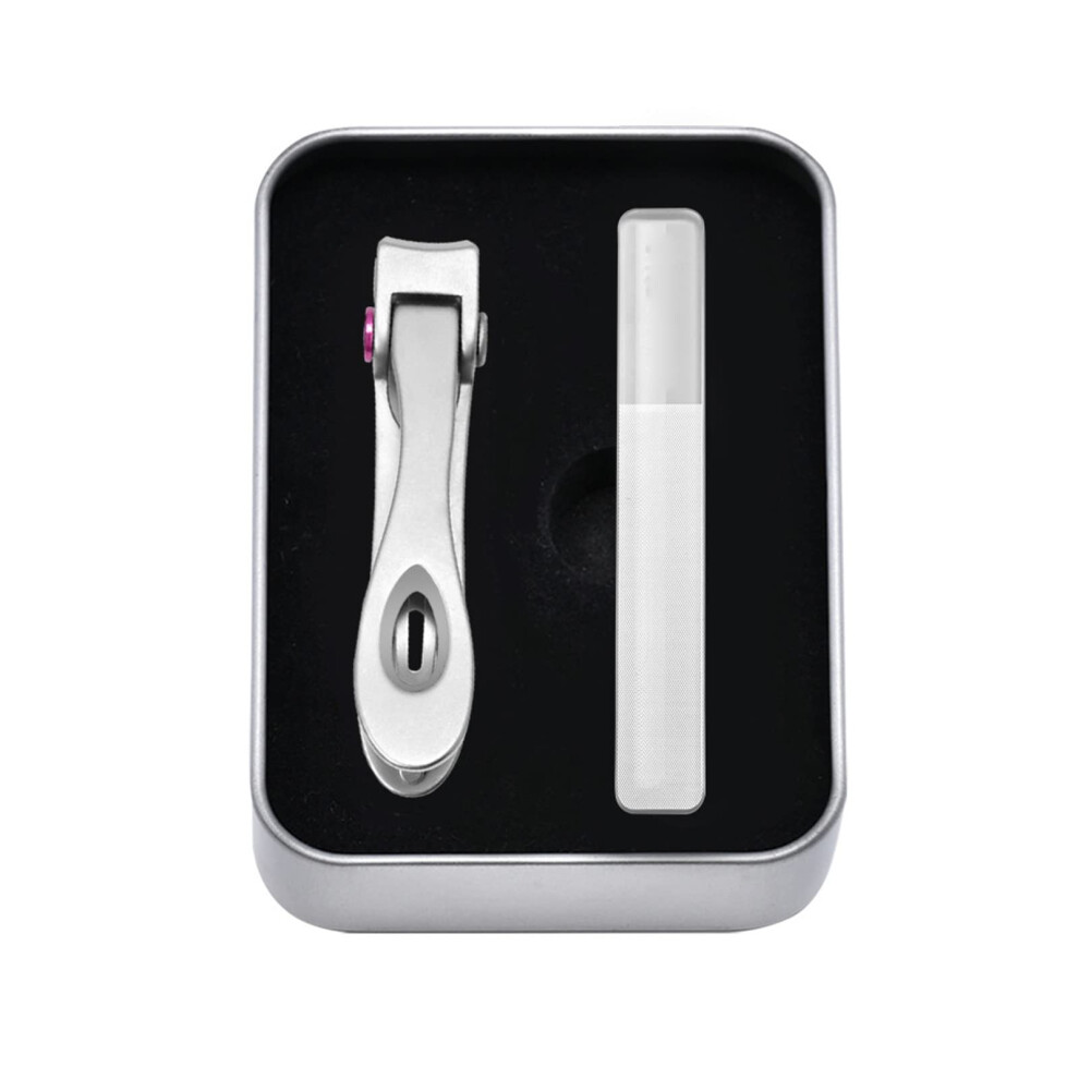 Stainless Steel Nail Clippers Set with Large Opening for Thick Nails, Sharp Blade, Pink