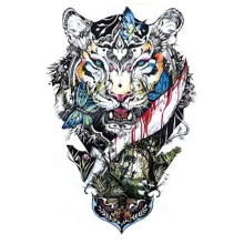 7 Sheets Waterproof Temporary Tattoo Stickers Black Tiger and Fox for Arms Shoulders Adults Kids