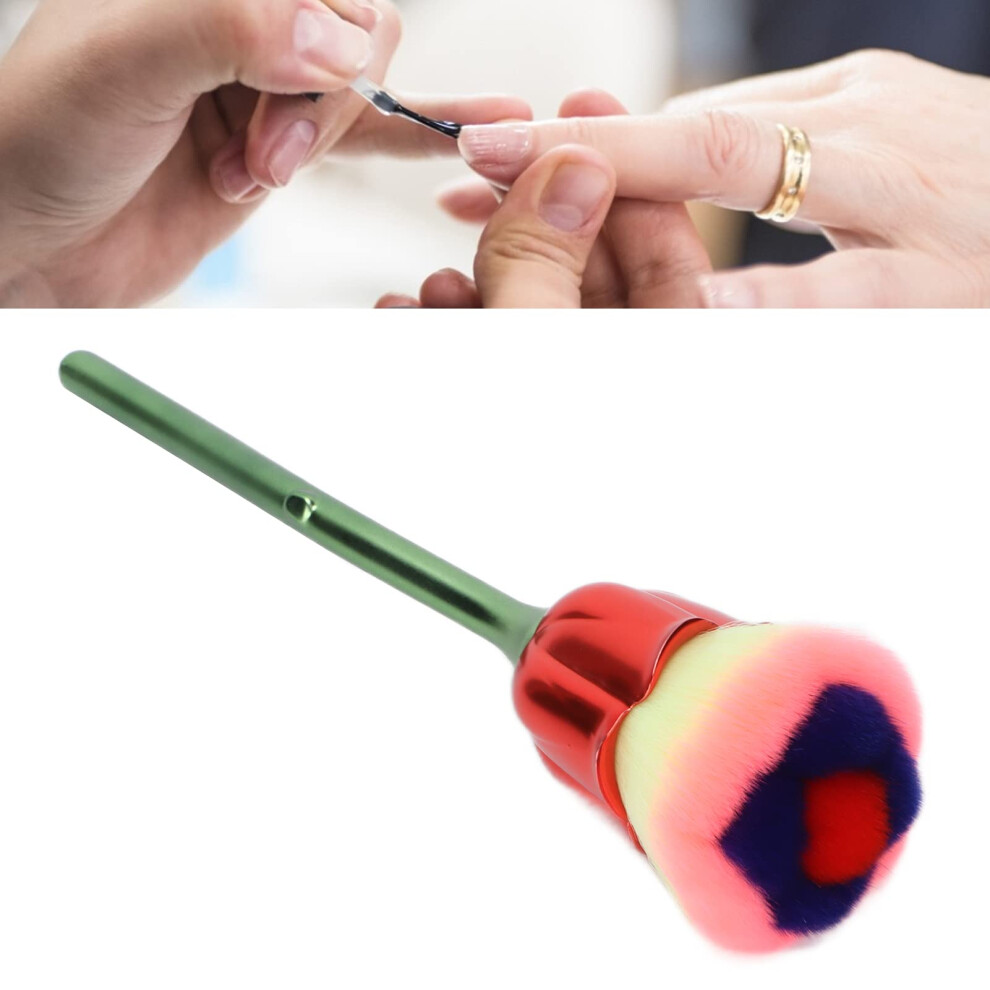 Light Rose Shape Nail Dust Brush With Soft Nylon Bristles For Gentle Cleaning And Makeup Use