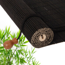 Bamboo Roller Blinds Indoor Outdoor, Easy Install Window Shades 45160cm Wide (ABlack)