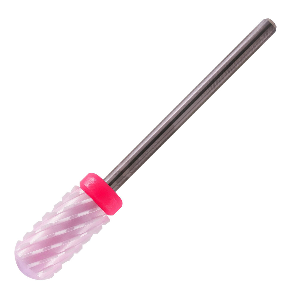 Pink 3/32 Ceramic Nail Drill Bit 3X Coarse Large Barrel For Fast Acrylic And Gel Removal
