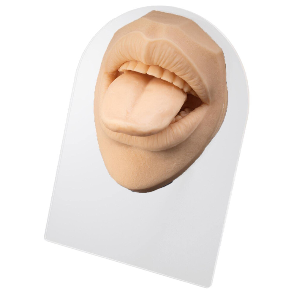 Silicone Mouth Model with Realistic Texture, Movable Tongue, Reusable Piercing Practice Display