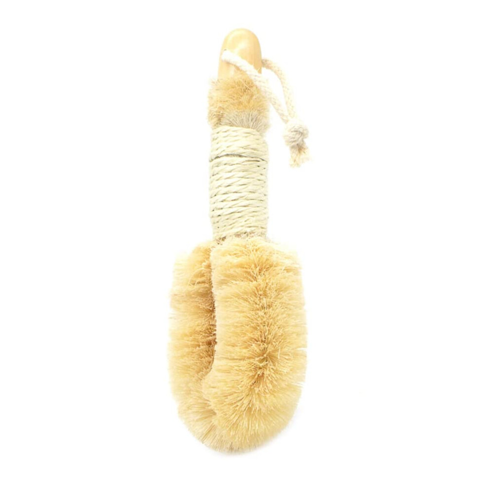 Shower Body Brush with Wooden Handle and Sisal Bristles for Effective Exfoliation, Wood Color