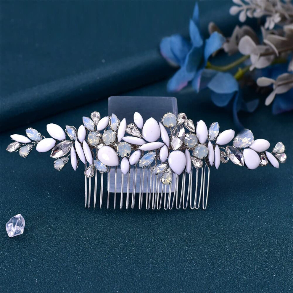 Unisex Silver Wedding Hair Comb With Rhinestones And Pearls For Brides And Bridesmaids Updo Styling