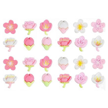 24 PCS Flower Shoe Charms, Cherry Blossom Shoe Decoration, Cute Flower Shoe Charms for Party Decorations ( Multicolour )