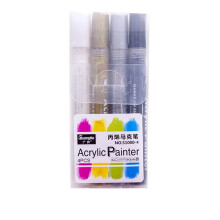 4Stück Metallic Marker Stifte Set – Weiß, Schwarz, Gold and Silver, 3,0mm Marker Stifte Wasserfest ,für Holz Leinwand Keramik Metall Papier