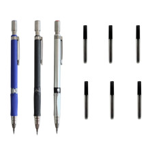 2-mm-Druckbleistift-Set, Künstler-Druckbleistift, 3-teiliger Metall-Druckbleistift mit 6 Röhrchen 2B-Minen, Druckbleistift für technische