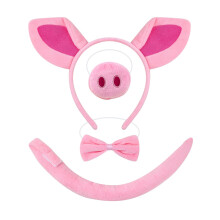 Pak in de vorm van een varkenshoofd, schattig pak, kleding en accessoires voor jongens en meisjes, inclusief roze varkensoren, neus, vlinderdas en