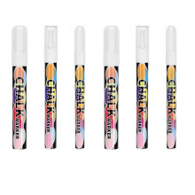 6PCS Multi-Function White Chalk Pens, Reversible Pen Tip Erasable Liquid Chalk For Blackboards, Mirrors, Handicrafts, Graffiti, Painting, Car