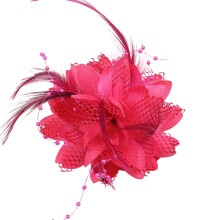 Corsáiste Bláthanna Fabraice Cleite, Clip Gruaige Dé-Úsáide le Brataithe Roisín, Bándearg Te Fuchsia, Méid Bláthanna 11cm, Éadrom 12g do