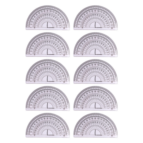 Conjunto de 10 transferidores de plástico transparente, transferidor de 180 graus, transferidor de plástico de 4 polegadas para medição de