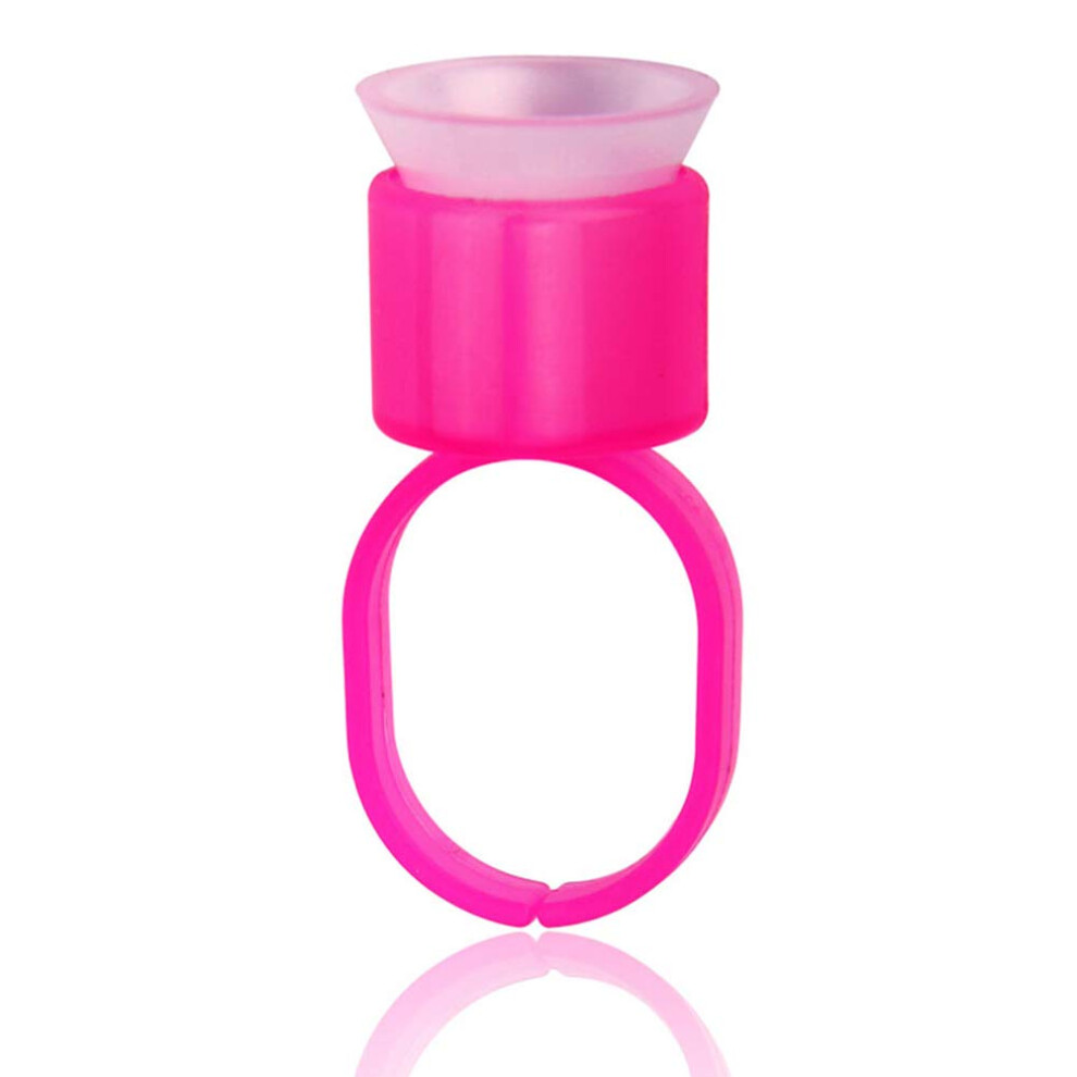 Pink 100Pcs Tattoo Pigment Rings With Sponge Ink Cups For Microblading And Permanent Makeup