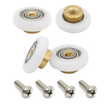4pcs Shower Door Rollers Nylon Brass Core with Stainless Screws for Sliding Glass 48mm