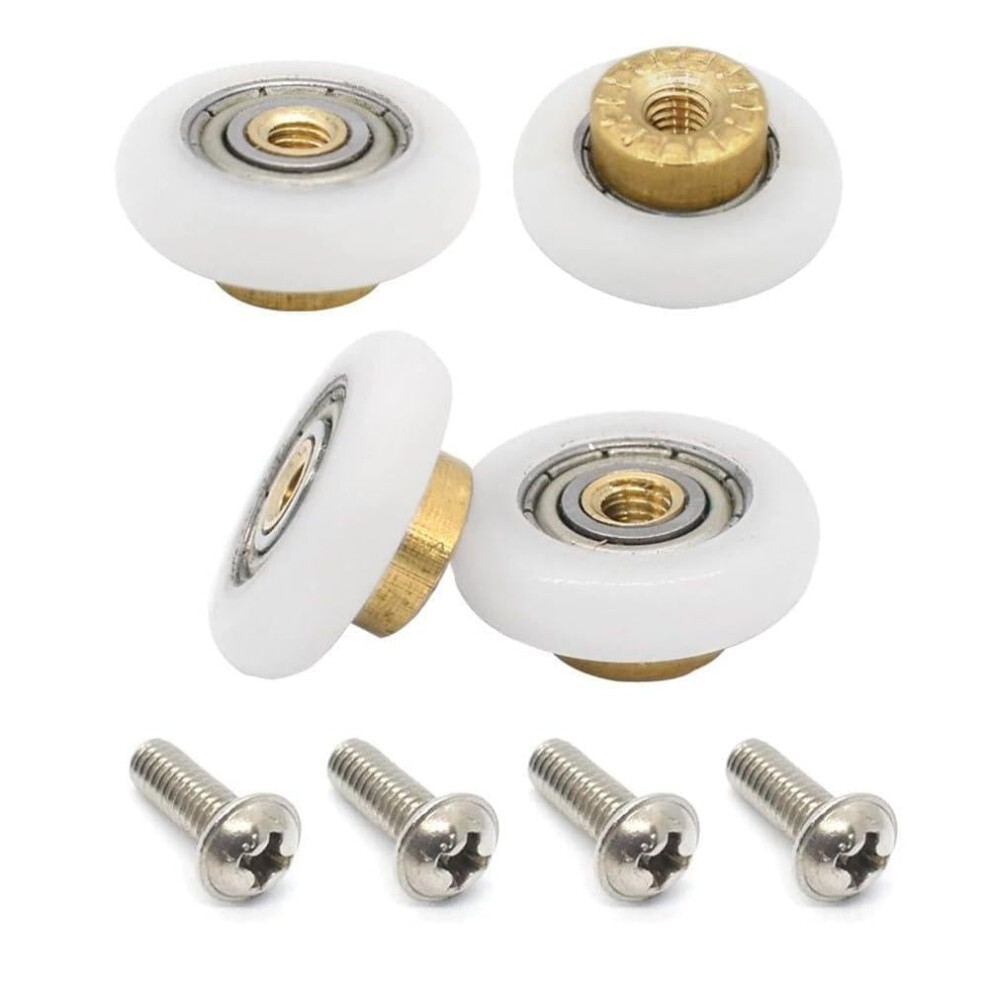 4Pcs Shower Door Rollers Nylon Brass Core With Stainless Screws For Sliding Glass 48Mm 9044945893625