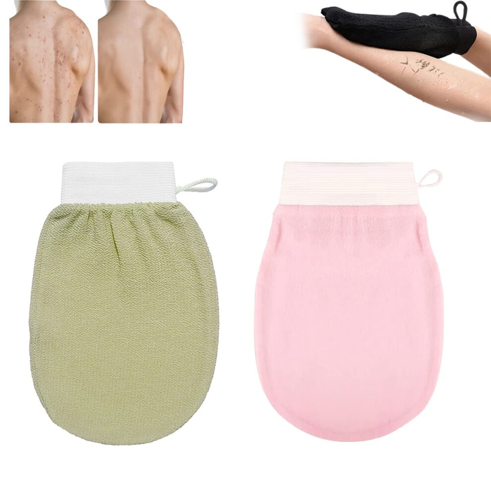 Exfoliating Glove and Body Scrub Mitt 2 Pack for Deep Skin Exfoliation and Smooth Soft Skin