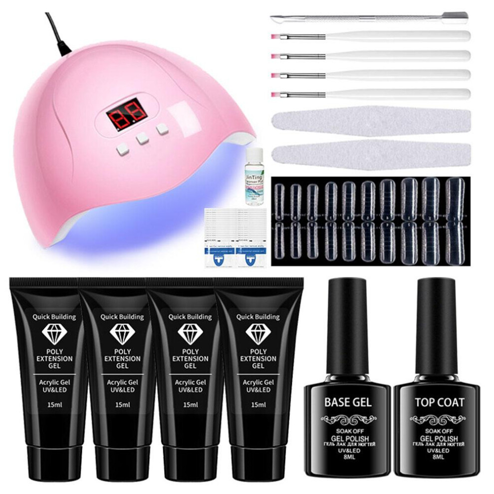 Light At Home Nail Extension Kit With Uv Long Lasting Gel Colors Suitable For Beginners Salon Quality Finish Creative Nail Art Decoration Easy To App