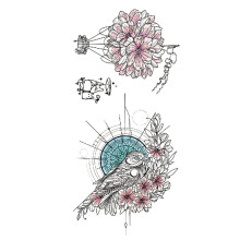 7 Sheets Waterproof Temporary Tattoos for Women and Men, Fox and Flower Art Semi Permanent Body Stickers