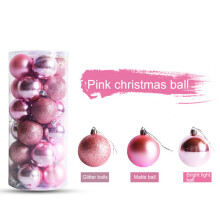 24Pcs Christmas Balls Assorted Pack, Thickened Shatterproof Sphere Electroplated Xmas Tree Hanging Ball Pendants Xmas Balls pink 4cm