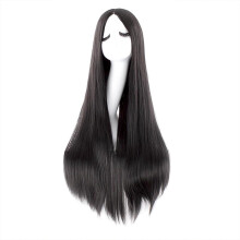 Peruca feminina universal preta e branca, longa e lisa, estilo para homens e mulheres. Peruca de cabelo humano.