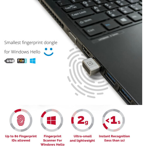 ATKey.Hello USB, συσκευή ανάγνωσης δακτυλικών αποτυπωμάτων Windows Hello για υπολογιστή ή 1